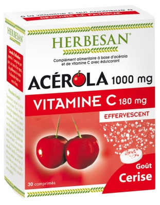 Herbesan Acerola 1000 Goût Cerise - 30 Comprimés Effervescents