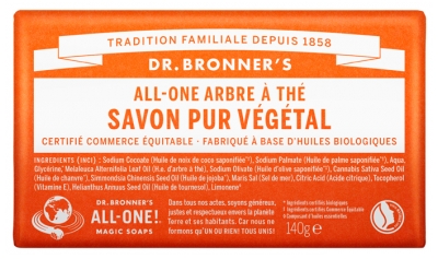 Drbronners Pain de Savon Amande 140 g - Parfum : Arbre à Thé