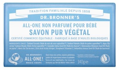 Drbronners Pain de Savon Amande 140 g - Parfum : Non Parfumé pour Bébé