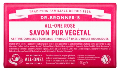 Drbronners Pain de Savon Amande 140 g - Parfum : Rose