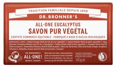 Drbronners Pain de Savon Amande 140 g - Parfum : Eucalyptus