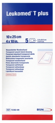 Pansement adhésif Leukomed T Plus 10 cm x 25 cm - Boîte de 5