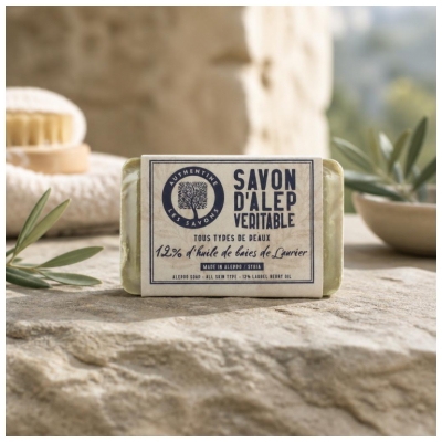 Authentine Savon d'Alep Veritable 12% d'Huile de Baies de Laurier 100 g
