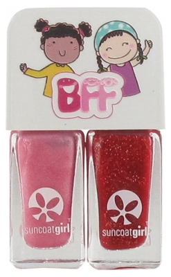 Suncoatgirl BFF Duo Vernis à Ongles 2 x 5 ml - Couleur : Beauties Rose + Rouge Pailleté