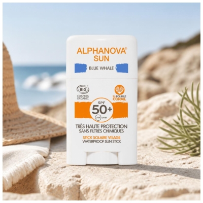 Alphanova Organic Sun Stick Sol. Spf50+ Blue Whale (Bleu)Bio* Sport12G
