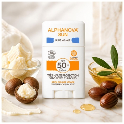 Alphanova Organic Sun Stick Sol. Spf50+ Blue Whale (Bleu)Bio* Sport12G