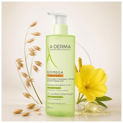A-Derma Aderma Exomega Gel Lavant Émollient 2En1 Corps et Cheveux 500 ml