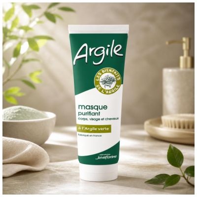 Juvaflorine Masque Purifiant Corps Visage et Cheveux à l'Argile Verte 300 g