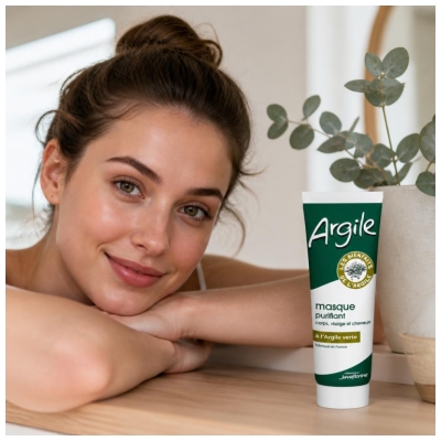 Juvaflorine Masque Purifiant Corps Visage et Cheveux à l'Argile Verte 300 g