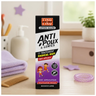 Cinq Sur Cinq Lotion Baume Anti-Poux & Lentes 100 ml - Infestation Importante - Traitement Nuit - Dès 36 Mois