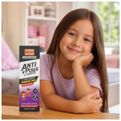 Cinq Sur Cinq Lotion Baume Anti-Poux & Lentes 100 ml - Infestation Importante - Traitement Nuit - Dès 36 Mois
