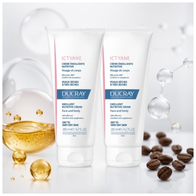 Ducray Ictyane Crème Émolliente Nutritive Peaux Séches et Trèsèches Visage et Corps Offre Spéciale Duo 2 x 200 ml