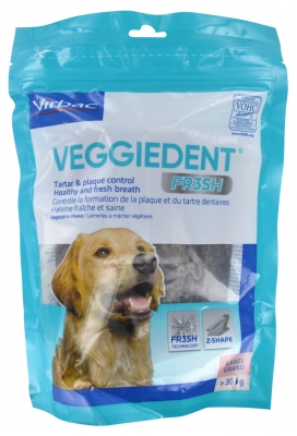 Virbac Veggiedent Fresh l Chien >30Kg Sach/15