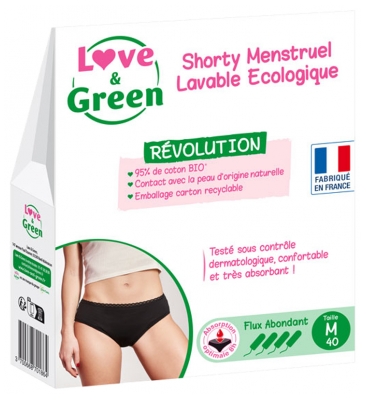 Love & Green Shorty Menstruel Lavable Écologique Flux Abondant - Taille : M - 40