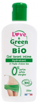 Love & Green Gel Lavant Intime Hydratant Certifié Bio Sans Sulfate Sans Parfum 200 ml
