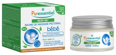 Puressentiel Nouveau Pack : Baume de Massage Pectoral Bébé Resp'Ok® - 30 ml