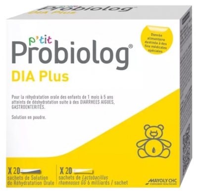 Mayoly Spindler Probiolog P'Tit Dia+ Enfant-Nourrisson - 2 x 10 Sticks de Poudre Orale