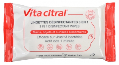 Vita Citral Lingettes Désinfectantes 3 en 1