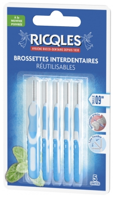 Ricqlès Brossettes Interdentaires Réutilisables 5 Unités - Taille : 0,9 mm