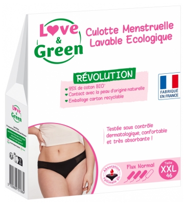 Love & Green Culotte Menstruelle Lavable Écologique Flux Normal - Taille : XXL - 46
