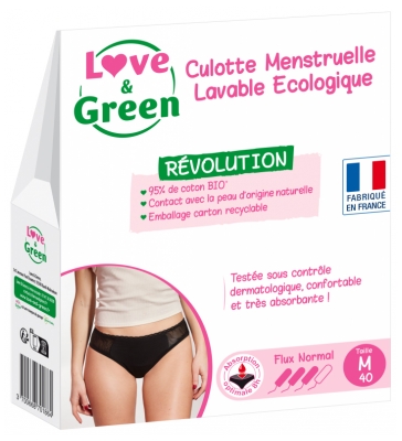 Love & Green Culotte Menstruelle Lavable Écologique Flux Normal - Taille : M - 40