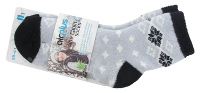 Airplus Aloe Cabin Chaussettes Hydratantes Aloe Vera - Taille 35-41 - Couleur : Gris Flocons Noirs
