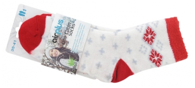 Airplus Aloe Cabin Chaussettes Hydratantes Aloe Vera - Taille 35-41 - Couleur : Blanc Flocons Rouges