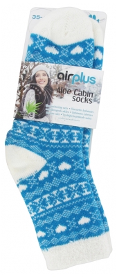 Airplus Aloe Cabin Chaussettes Hydratantes Aloe Vera - Taille 35-41 - Couleur : Coeur Bleu