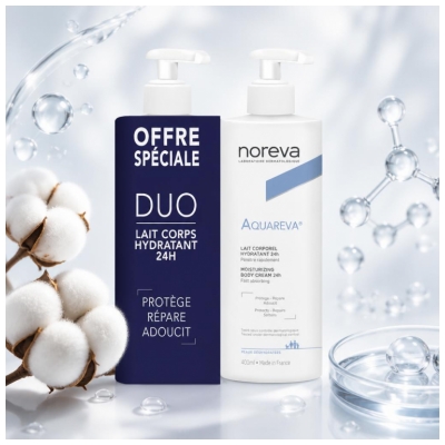 Noreva Aquareva Duo Lait Corporel Hydratant 24H 2 X 400 ml