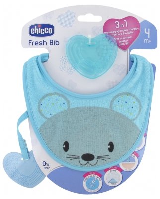 Chicco Bavoir de Dentition Fresh Rose 4M+ - Couleur : Bleu