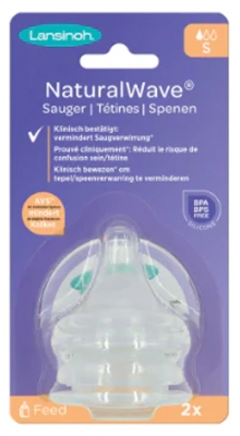 Lansinoh Tétine Natural Wave Débit Lent 2Pc