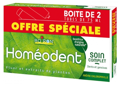 Boiron Homéodent® Soin Complet Dents et Gencives Citron 2 Tubes de 75 ml - Arôme : Chlorophylle