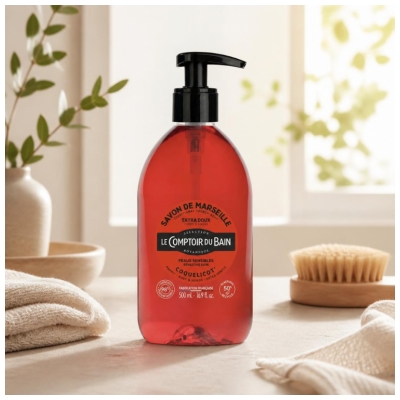 Le Comptoir du Bain Savon de Marseille Coquelicot Extra Doux 500 ml