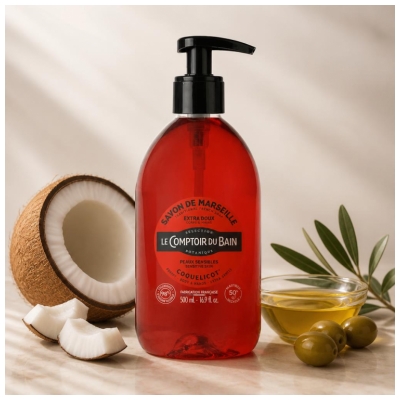 Le Comptoir du Bain Savon de Marseille Coquelicot Extra Doux 500 ml