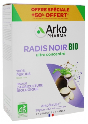 Arkopharma Arkofluides Bio Radis Noir Bio 20 Ampoules + 50% Offert