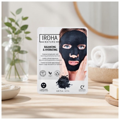 Iroha Collection Détox Masque Tissus Biodégradable Charbon + ha