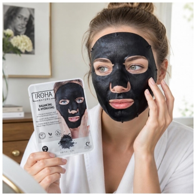 Iroha Collection Détox Masque Tissus Biodégradable Charbon + ha