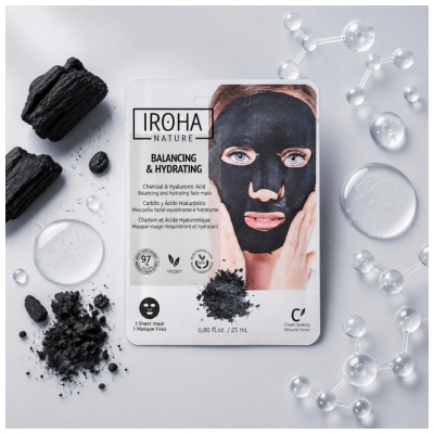 Iroha Collection Détox Masque Tissus Biodégradable Charbon + ha