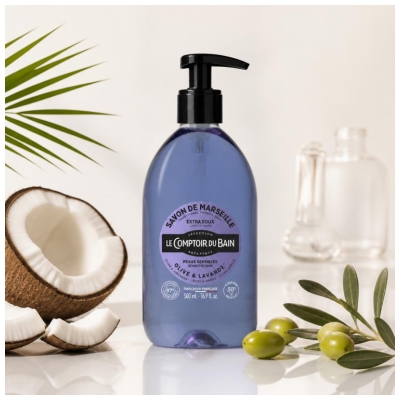 Le Comptoir du Bain Savon de Marseille Olive Lavande Extra Doux 500 ml