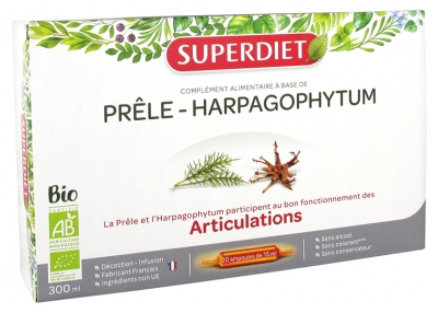Superdiet Prèle - Harpagophytum Bio - 20 Ampoules de 15 ml