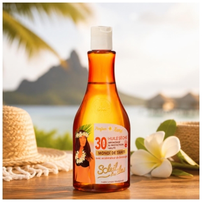 Soleil Des Îles Solaire Huile Sèche Bronzage SPF30 Parfum Tiaré150 ml