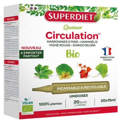 Superdiet Quatuor Circulation Bio - 20 Unidoses de 15 ml