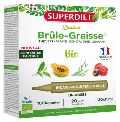 Superdiet Quatuor Brûle-Graisse Bio - 20 Unidoses de 15 ml