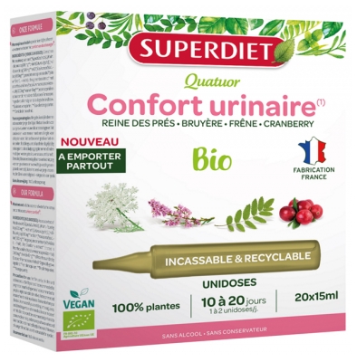 Superdiet Quatuor Confort Urinaire Bio - 20 Unidoses de 15 ml