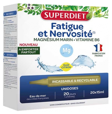 Superdiet Magnésium Marin Vitamine B6 - 20 Unidoses de 15 ml