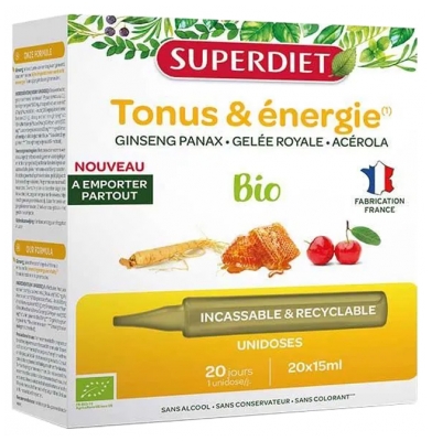 Superdiet Ginseng Gelée Royale Bio - 20 Unidoses de 15 ml