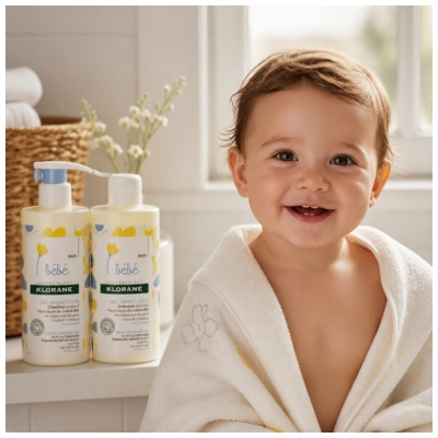 Klorane Bébé Gel Lavant Doux au Calendula Apaisant Corps Et Cheveux  Peau Normale - Offre Spéciale Duo 2 x 500 ml
