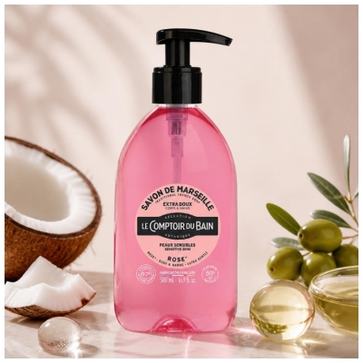 Le Comptoir du Bain Savon de Marseille Rose Extra Doux 500 ml