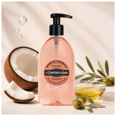 Le Comptoir du Bain Savon de Marseille Pamplemousse Rose Extra Doux 500 ml