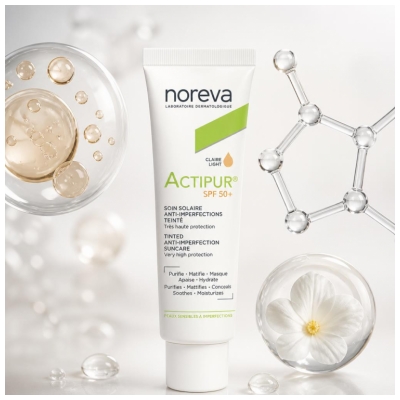 Noreva Actipur Soin Solaire Spf50+ Anti-Imperfections Teinte Claire 30 ml